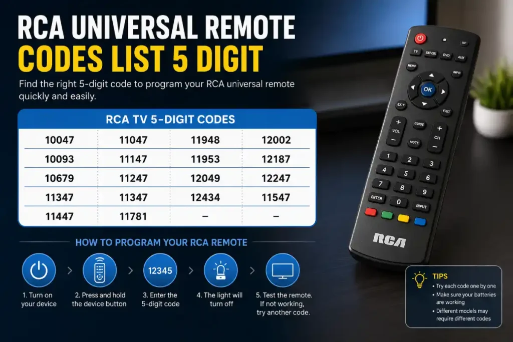 RCA universal remote codes list 5 digit: Complete Setup Guide